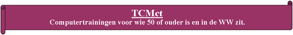 Rol: horizontaal: TCMct Computertrainingen voor wie 50 of ouder is en in de WW zit.